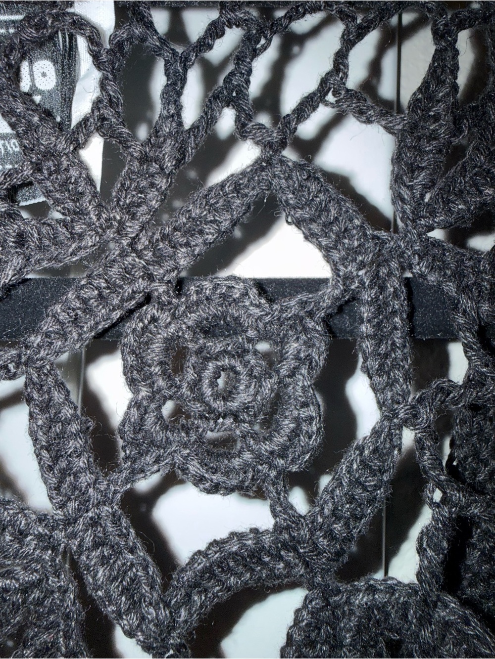 Vintage International Outlook Black Floral Crochet Shrug Bolero Knit